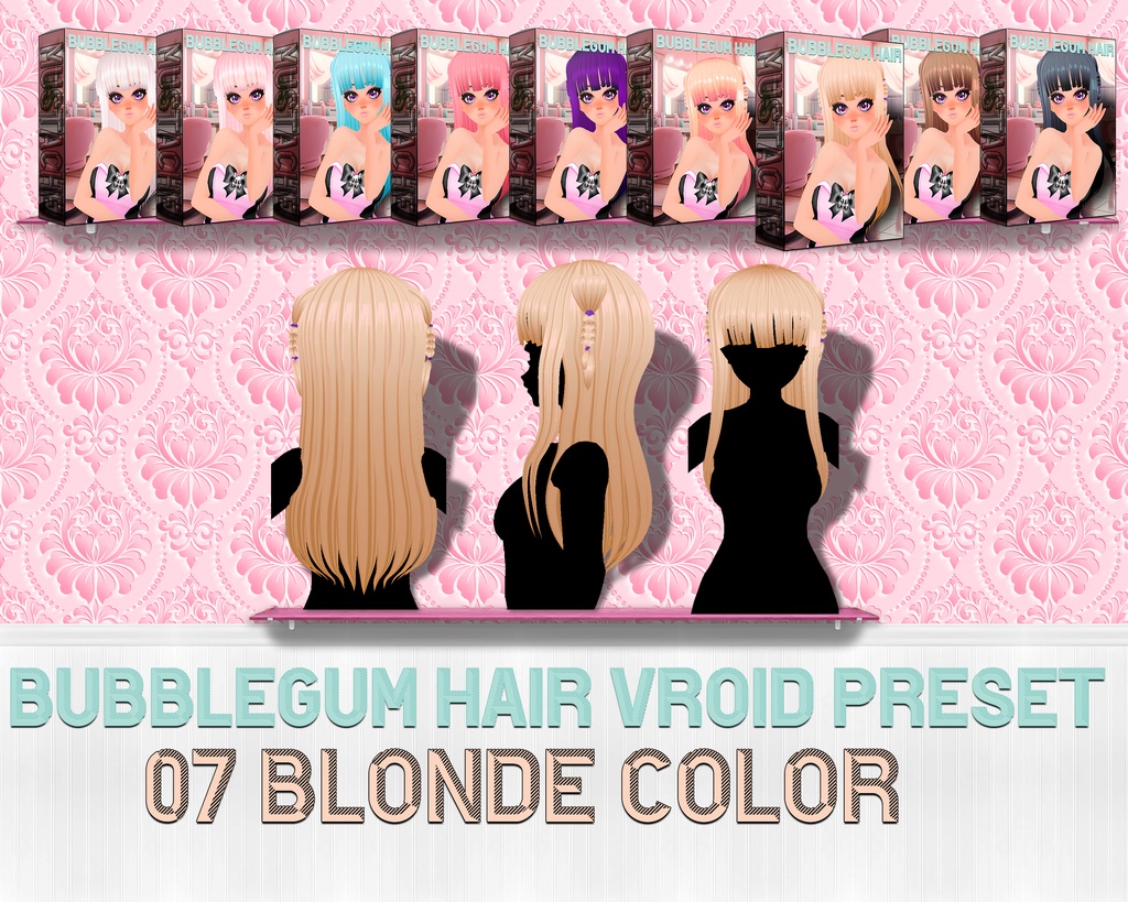 Vroid向けの素晴らしいカスタムヘア:美しい9色 | Vroidヘアプリセット | Stunning Custom Hair for Vroid: 9 Beautiful Colors | Vroid hair preset