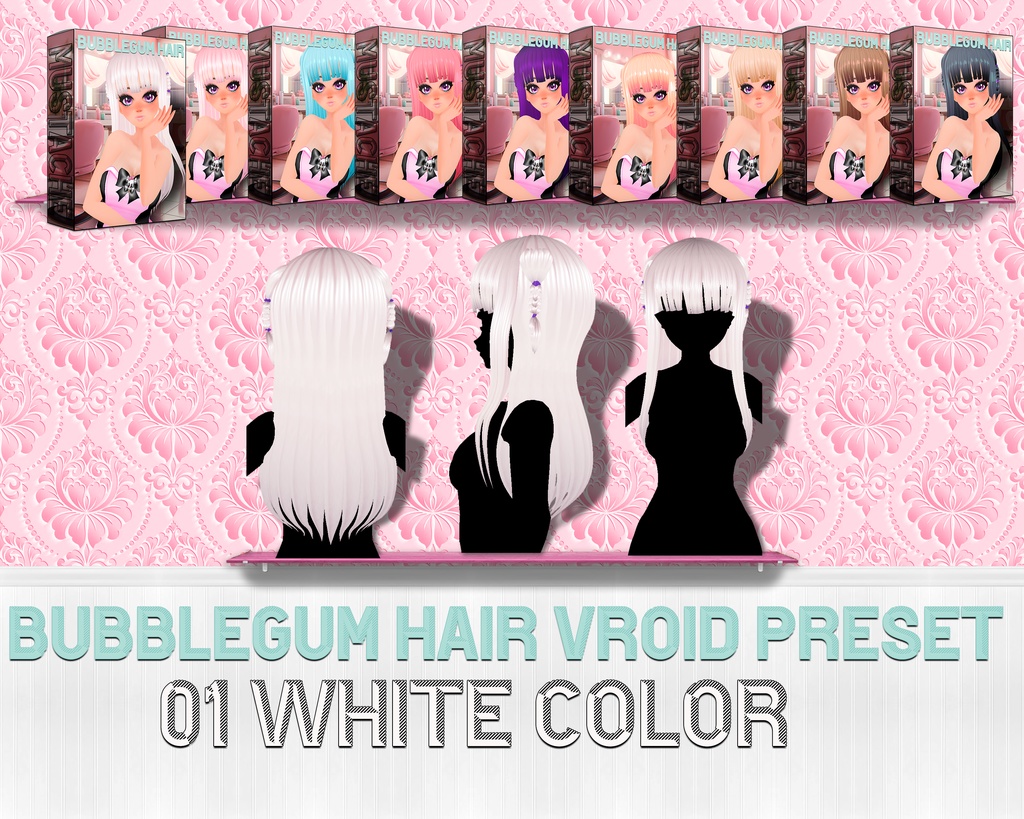 Vroid向けの素晴らしいカスタムヘア:美しい9色 | Vroidヘアプリセット | Stunning Custom Hair for Vroid: 9 Beautiful Colors | Vroid hair preset