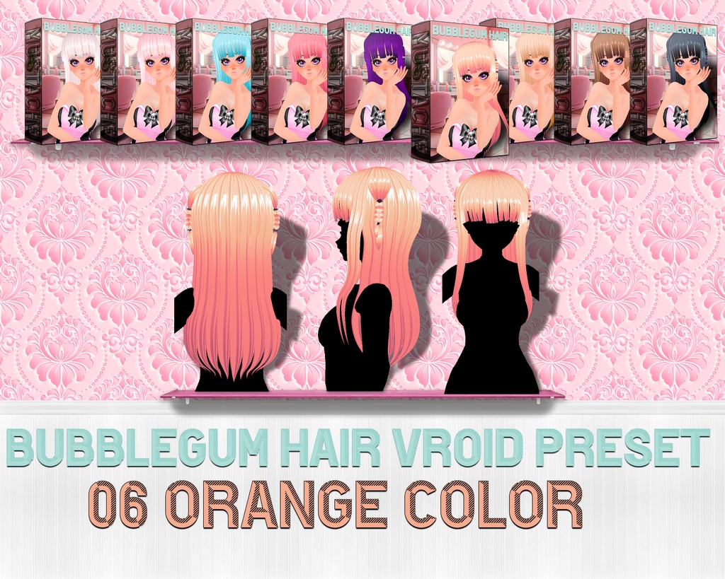Vroid向けの素晴らしいカスタムヘア:美しい9色 | Vroidヘアプリセット | Stunning Custom Hair for Vroid: 9 Beautiful Colors | Vroid hair preset