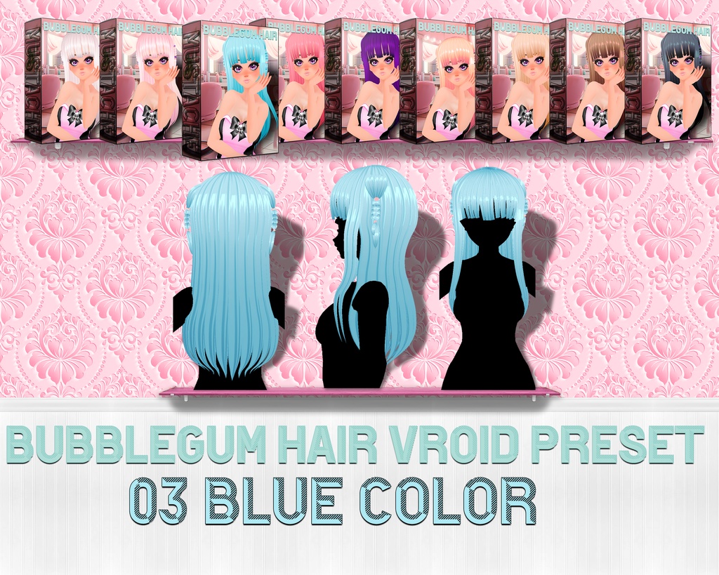 Vroid向けの素晴らしいカスタムヘア:美しい9色 | Vroidヘアプリセット | Stunning Custom Hair for Vroid: 9 Beautiful Colors | Vroid hair preset