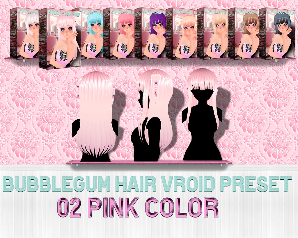 Vroid向けの素晴らしいカスタムヘア:美しい9色 | Vroidヘアプリセット | Stunning Custom Hair for Vroid: 9 Beautiful Colors | Vroid hair preset