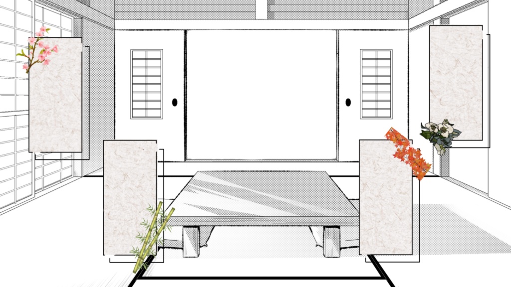 ４PL用四季を感じる貼るだけココフォリ部屋屋素材