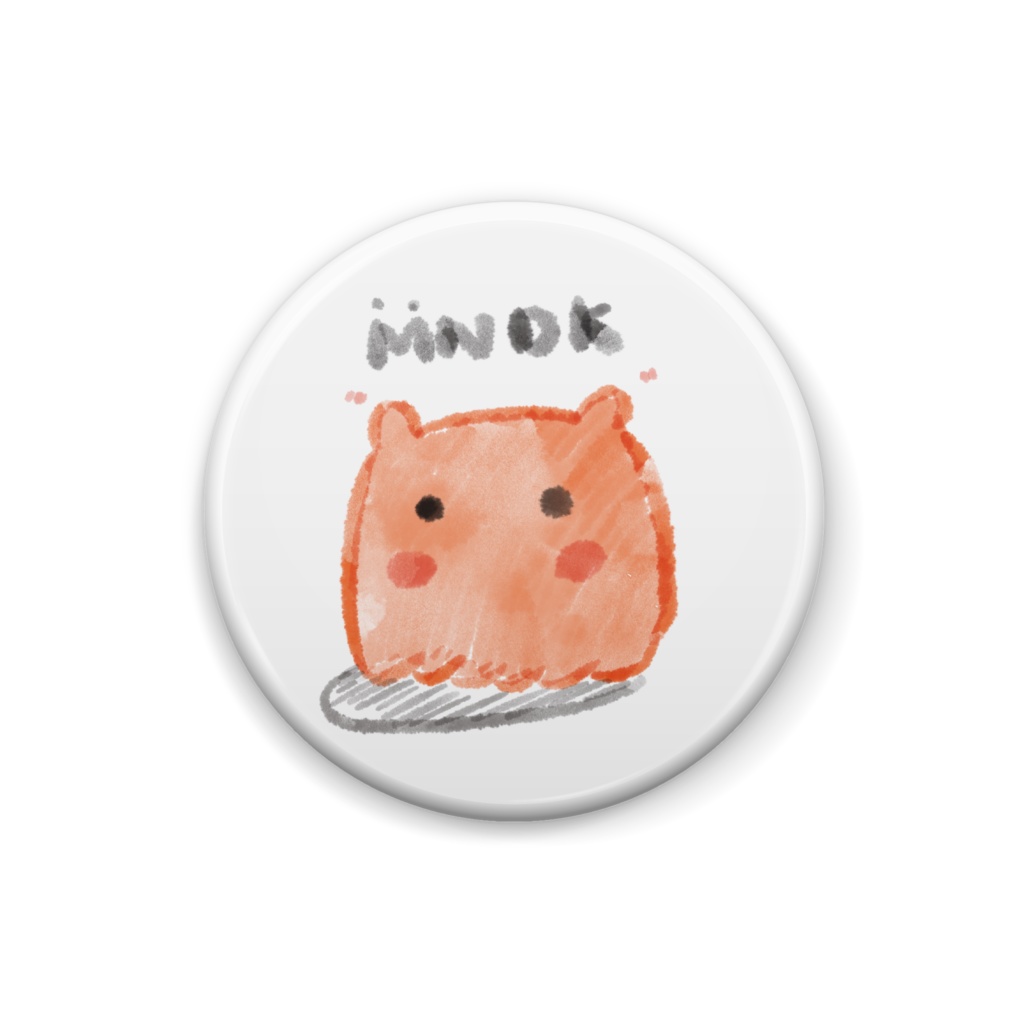 めんだこ　缶バッジ　オレンジ