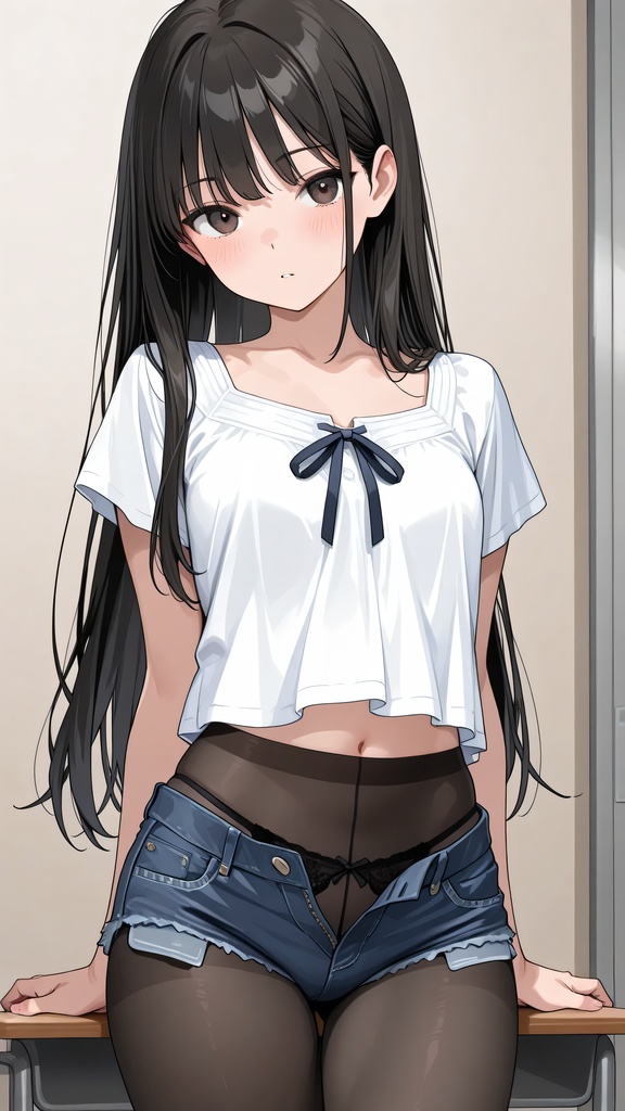 18黒ストお姉さん【デニムショーパン編】1728×3072px 高画質 072枚+おまけ8枚(PDF)