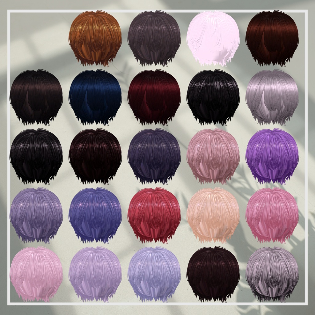 【11アバター対応】Feather Mash Hair(フェザーマッシュヘア)【3D髪型/VRChat想定】