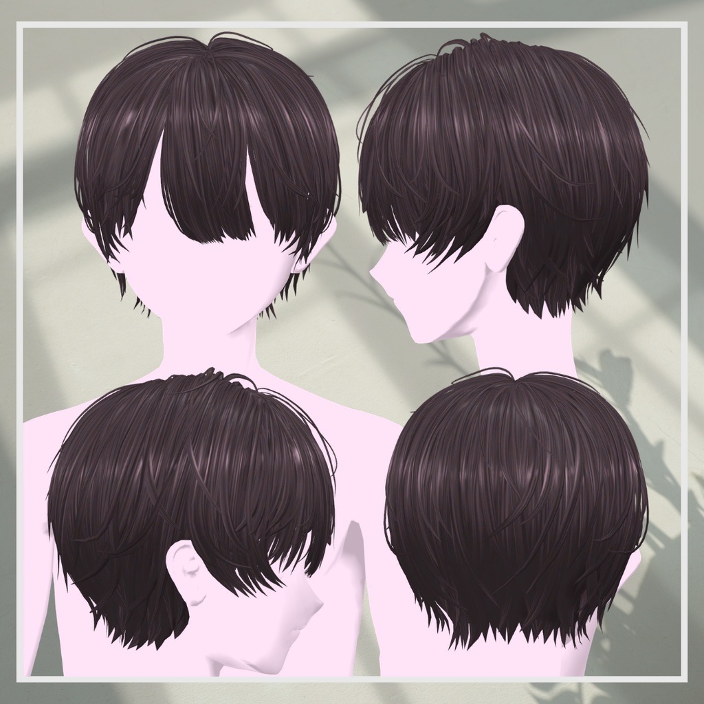 【11アバター対応】Feather Mash Hair(フェザーマッシュヘア)【3D髪型/VRChat想定】