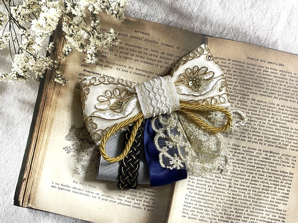 三日月・鶴丸リボン(1700円+金具)