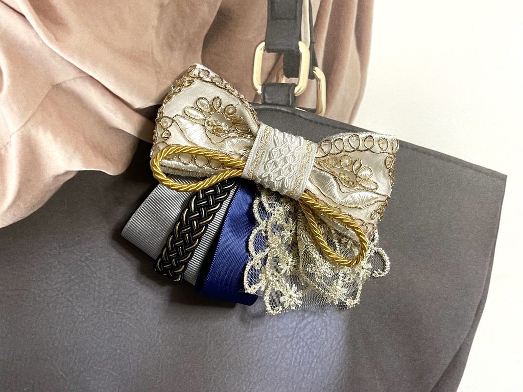 三日月・鶴丸リボン(1700円+金具)