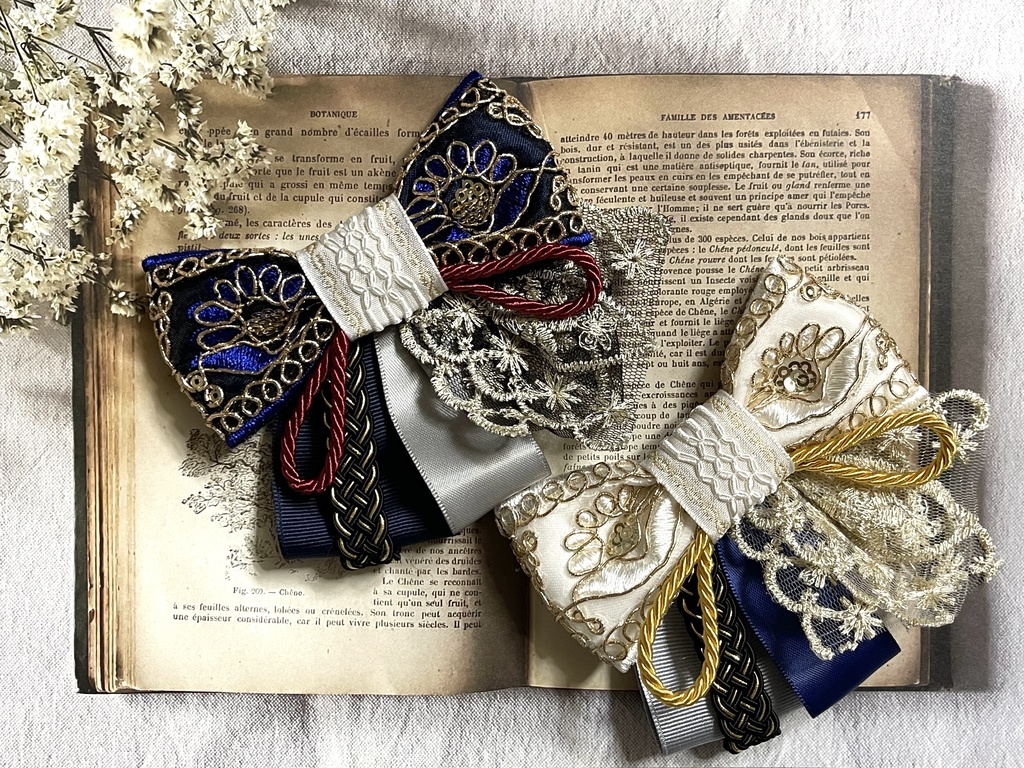 三日月・鶴丸リボン(1700円+金具)