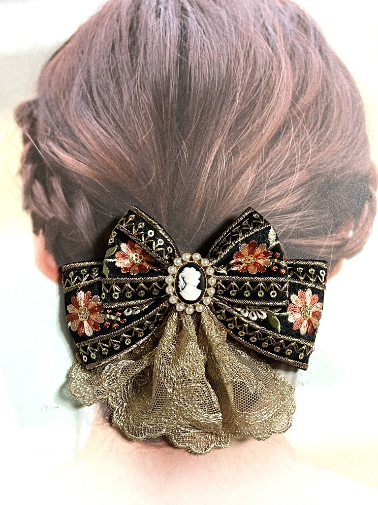 インド刺繍フラワーリボン(1800円+金具)