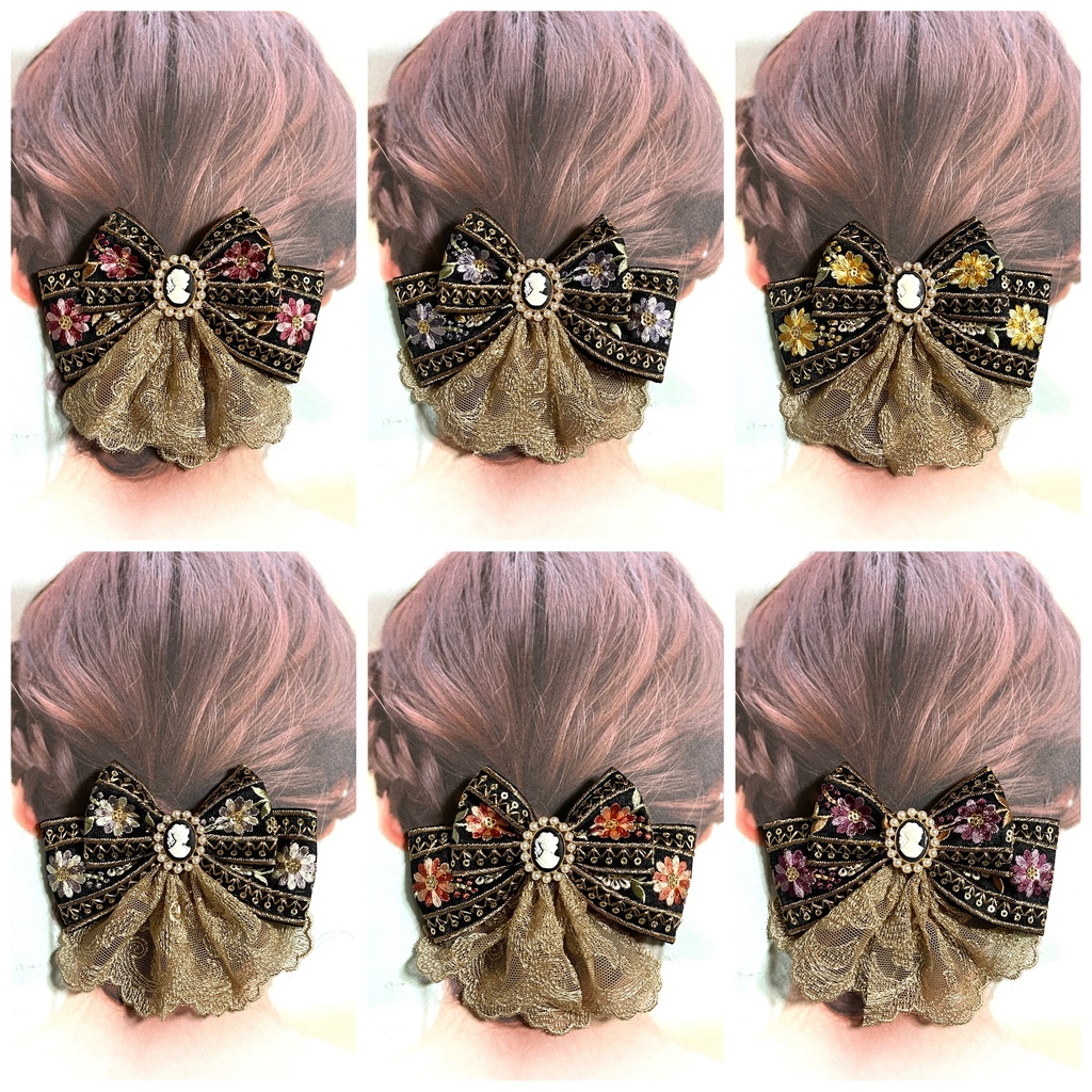 インド刺繍フラワーリボン(1800円+金具)