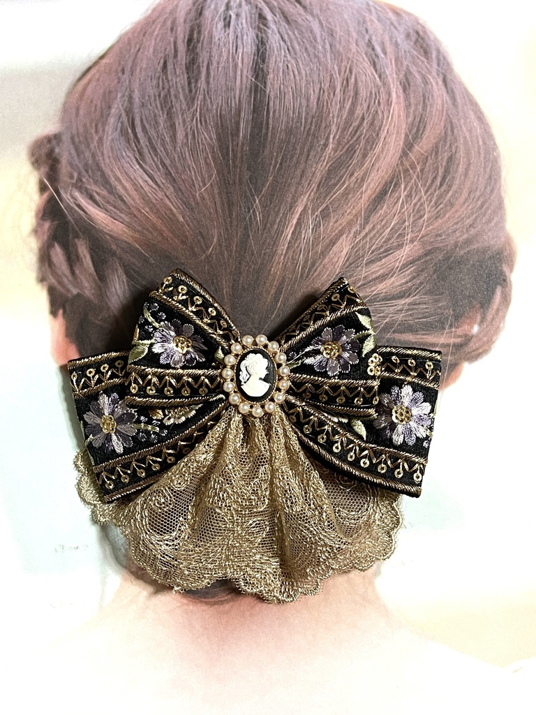 インド刺繍フラワーリボン(1800円+金具)