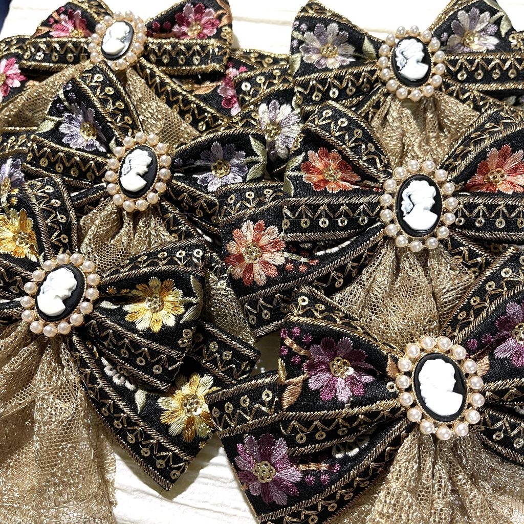 インド刺繍フラワーリボン(1800円+金具)