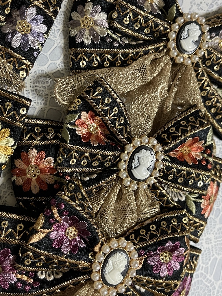 インド刺繍フラワーリボン(1800円+金具)