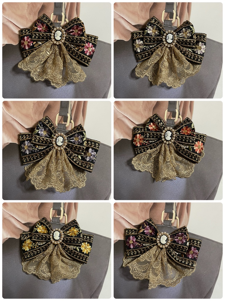 インド刺繍フラワーリボン(1800円+金具)