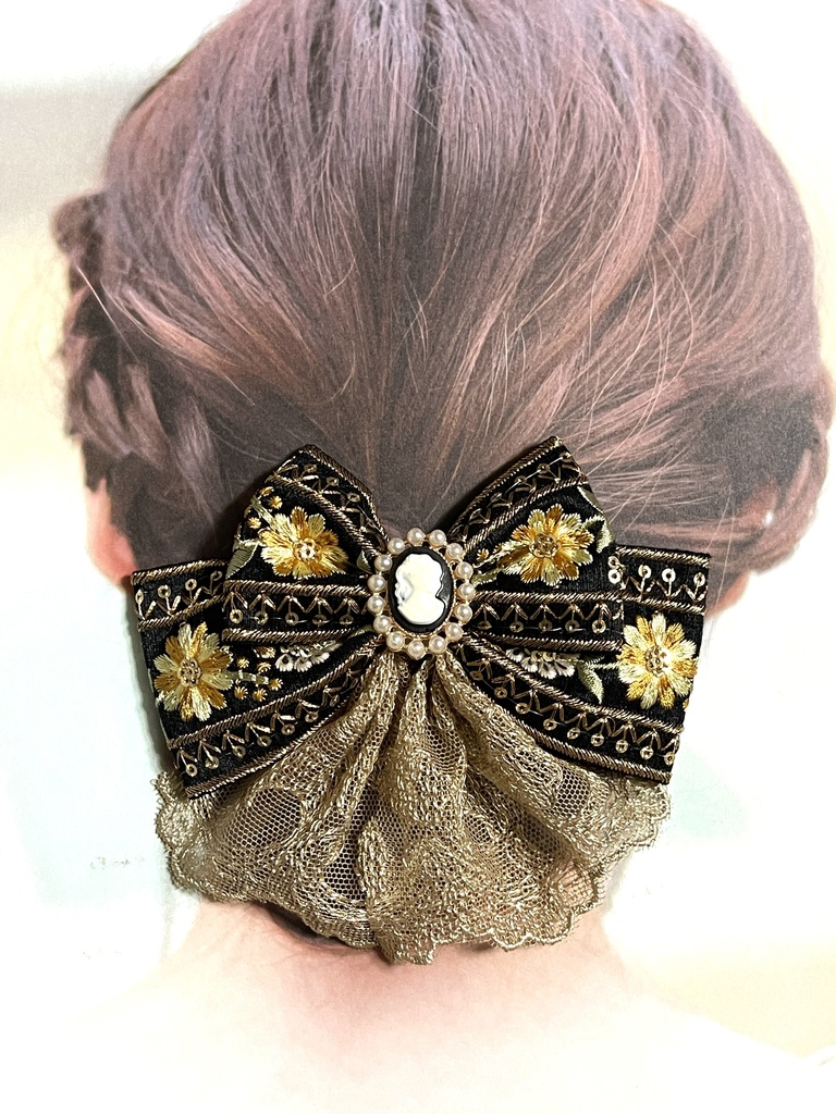 インド刺繍フラワーリボン(1800円+金具)