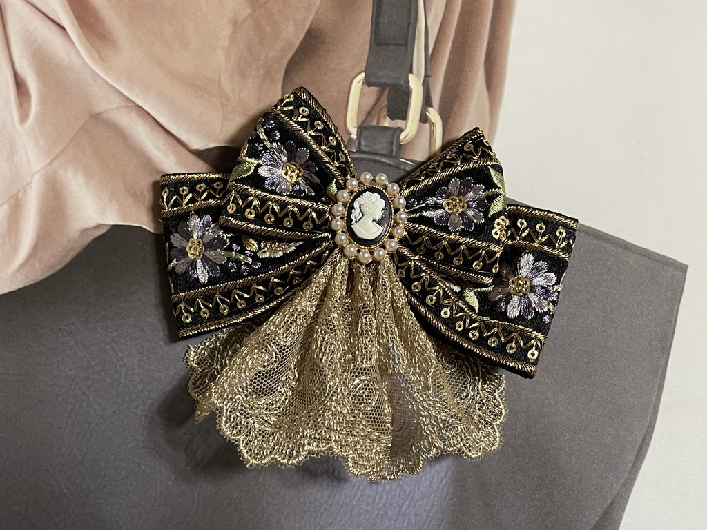 インド刺繍フラワーリボン(1800円+金具)