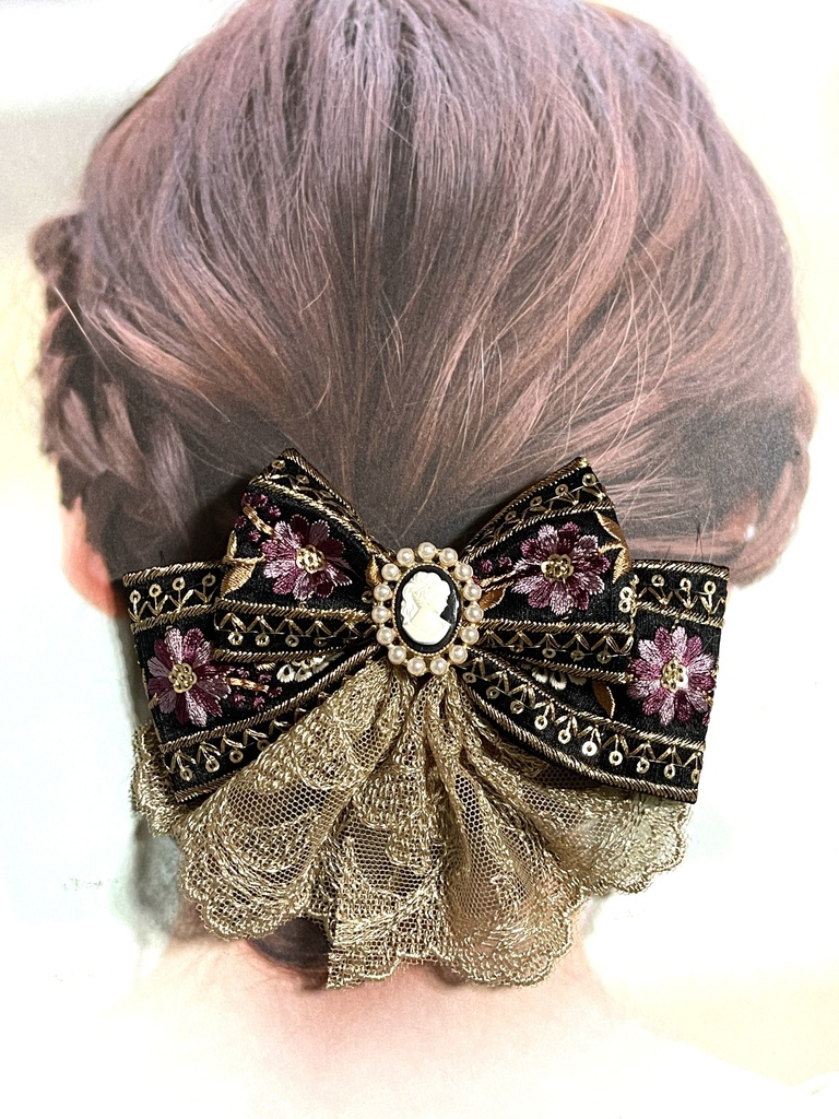 インド刺繍フラワーリボン(1800円+金具)