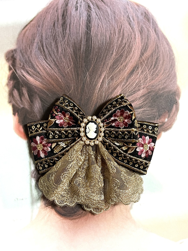 インド刺繍フラワーリボン(1800円+金具)