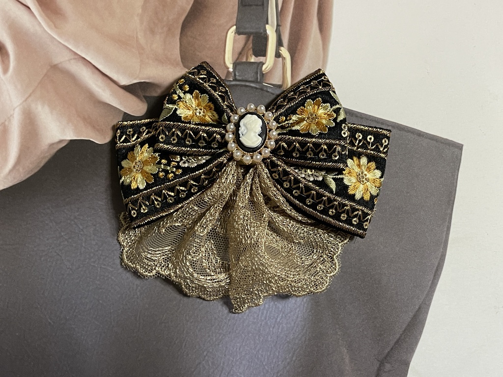 インド刺繍フラワーリボン(1800円+金具)