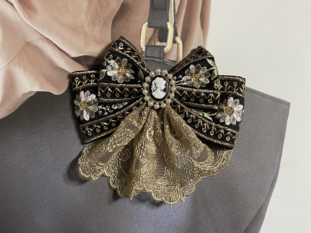 インド刺繍フラワーリボン(1800円+金具)