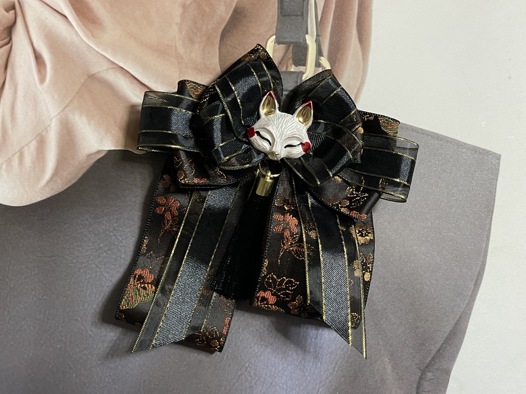 キツネ狐和風中華ミックスリボン(1600円+金具)