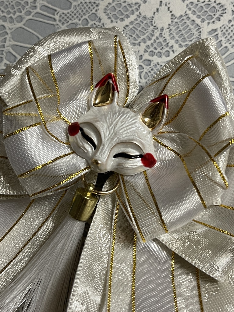 キツネ狐和風中華ミックスリボン(1600円+金具)