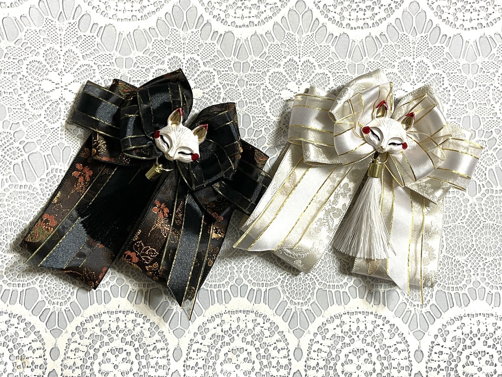 キツネ狐和風中華ミックスリボン(1600円+金具)