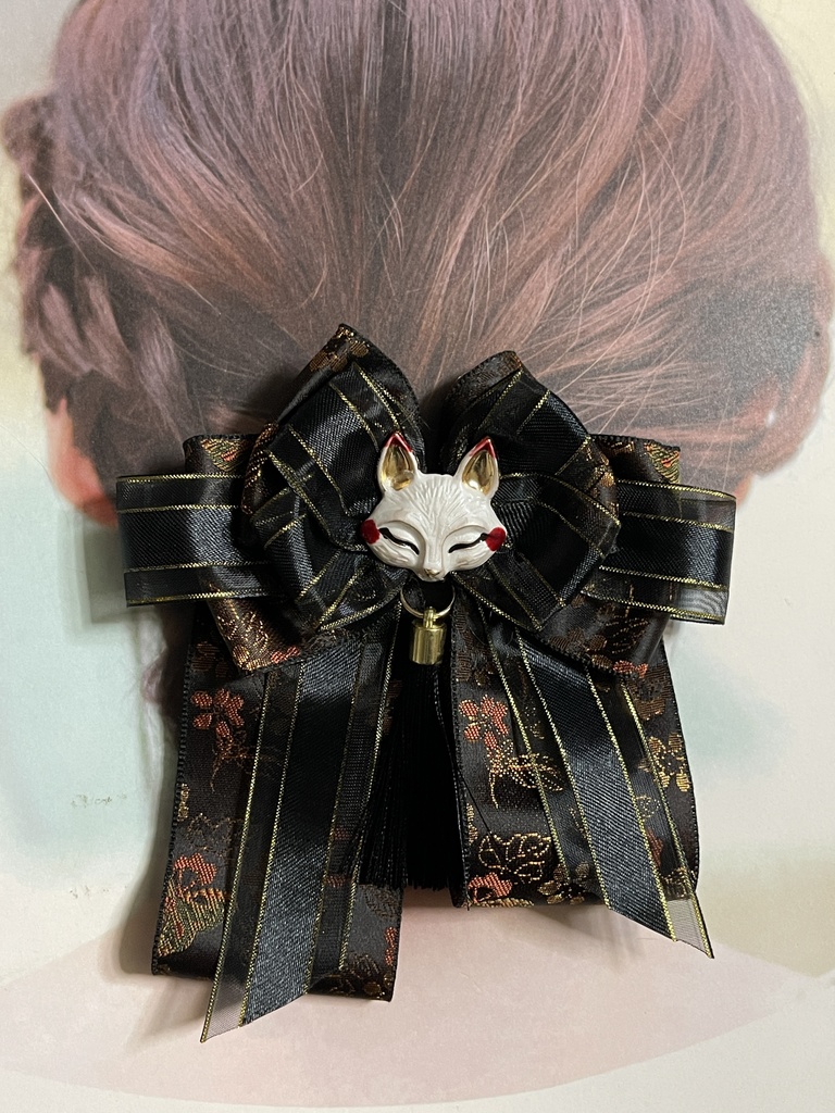 キツネ狐和風中華ミックスリボン(1600円+金具)