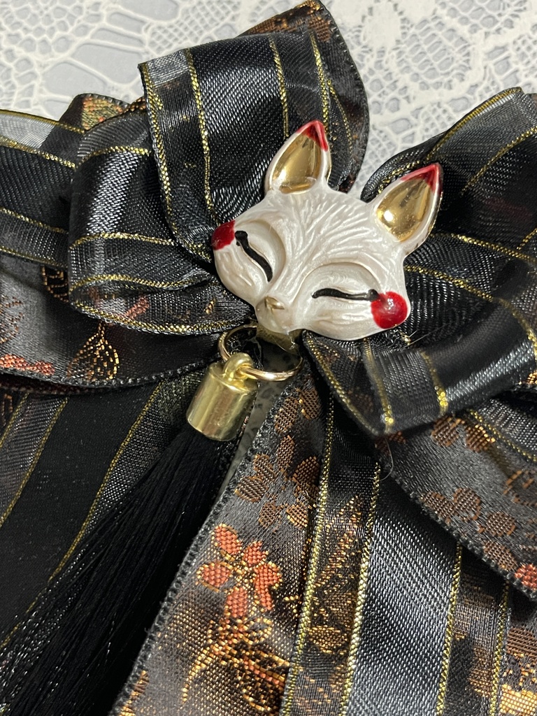 キツネ狐和風中華ミックスリボン(1600円+金具)