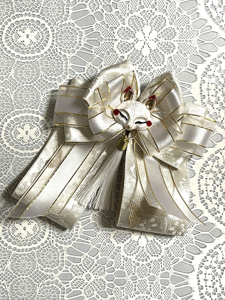 キツネ狐和風中華ミックスリボン(1600円+金具)