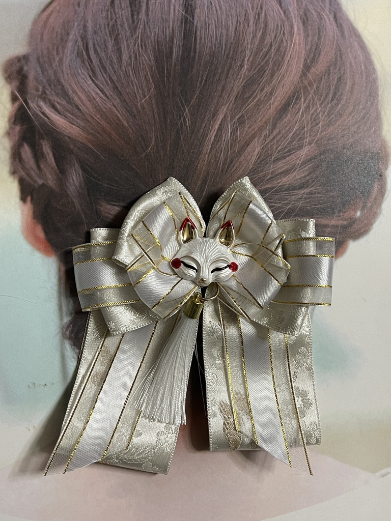 キツネ狐和風中華ミックスリボン(1600円+金具)