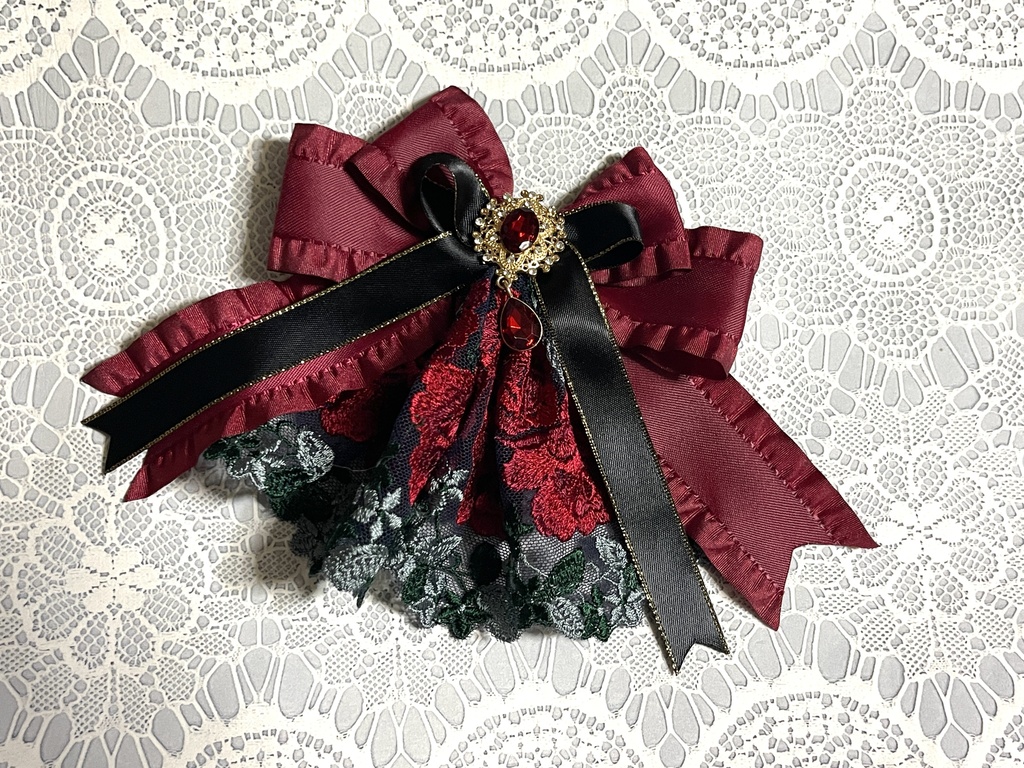 清光イメージ🌹薔薇レース赤✖️黒リボン(ジャボリボン)