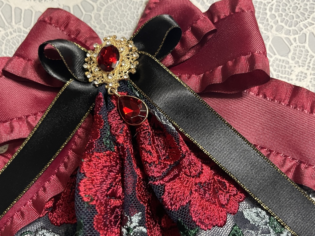 清光イメージ🌹薔薇レース赤✖️黒リボン(ジャボリボン)