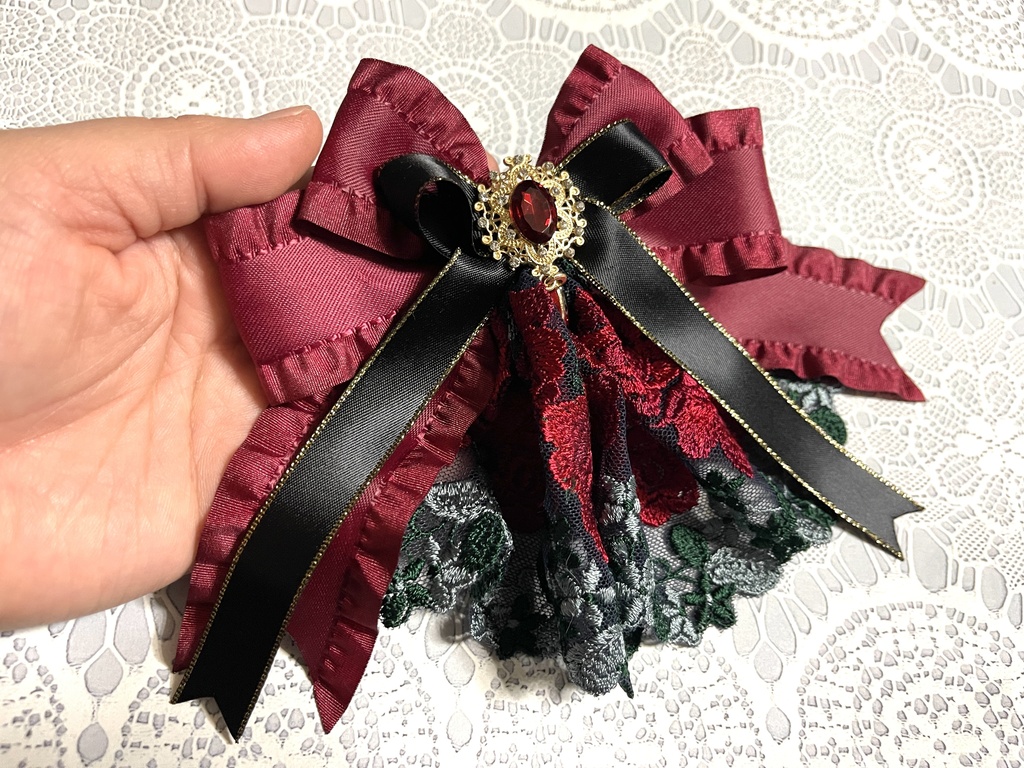 清光イメージ🌹薔薇レース赤✖️黒リボン(ジャボリボン)