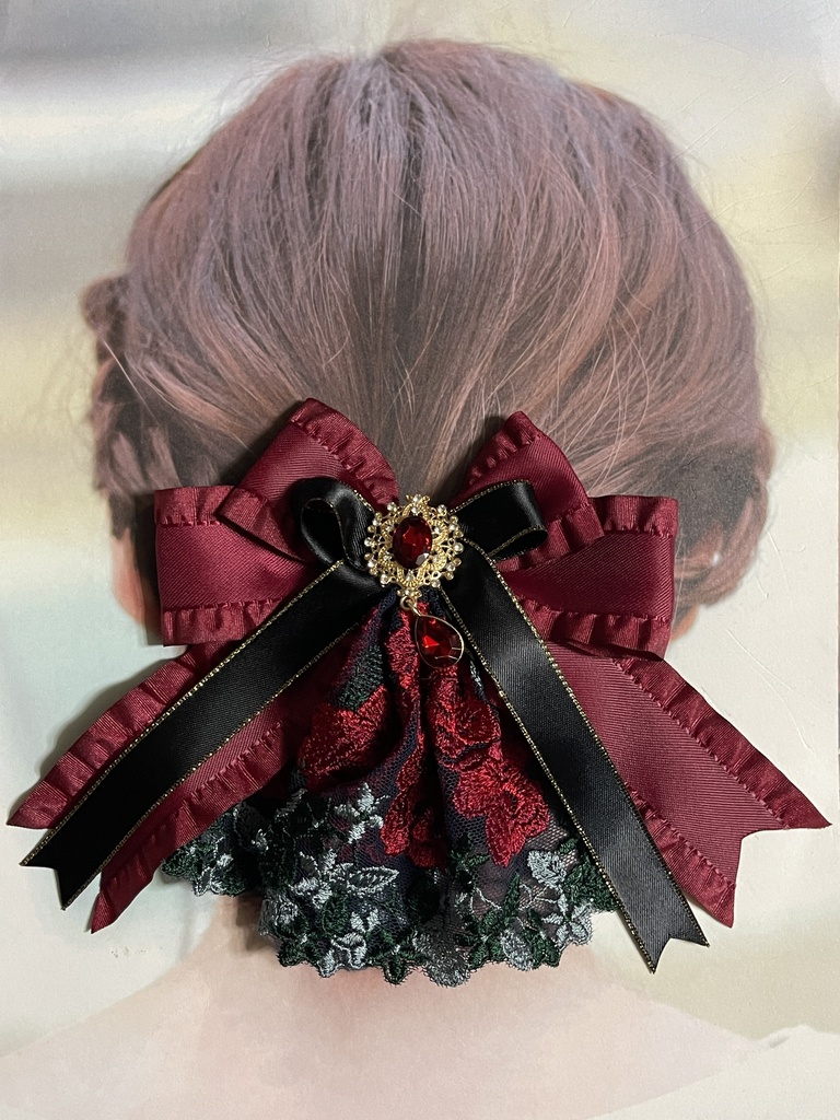 清光イメージ🌹薔薇レース赤✖️黒リボン(ジャボリボン)