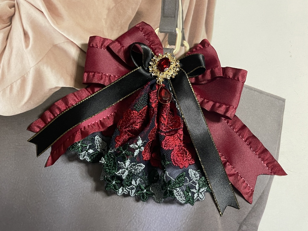 清光イメージ🌹薔薇レース赤✖️黒リボン(ジャボリボン)