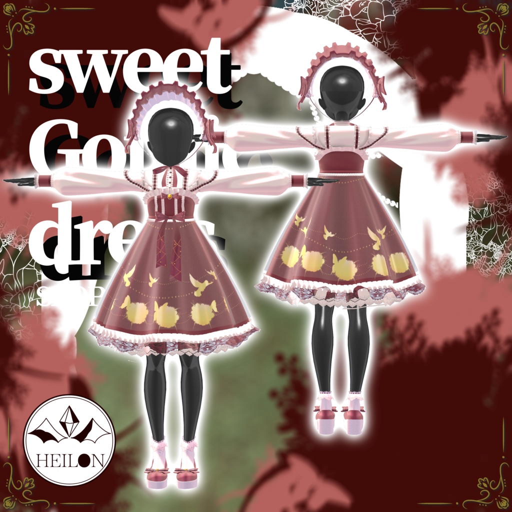 【4アバター対応】sweet Gothic Dress
