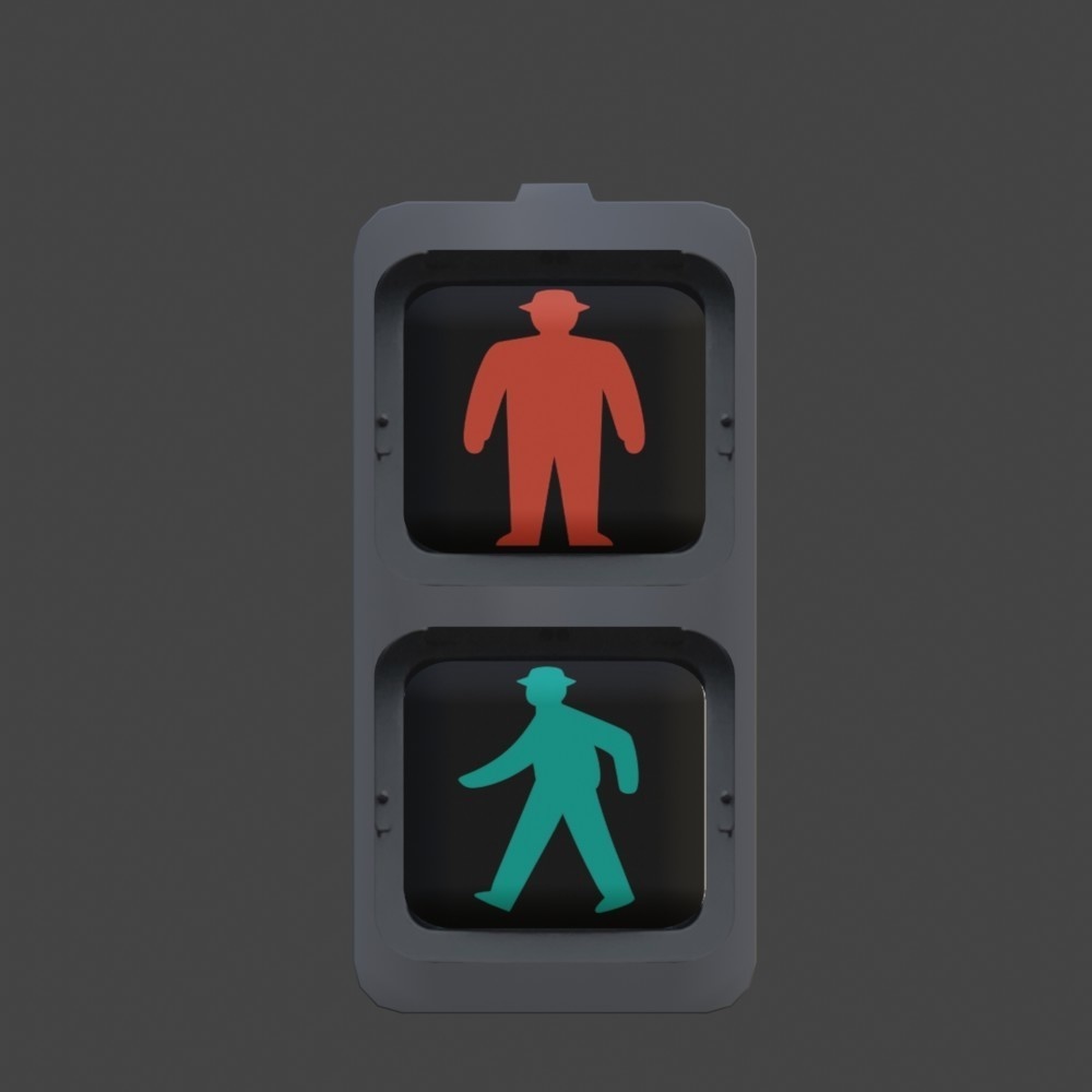 【3D小道具】歩行者用信号機(ローポリ)