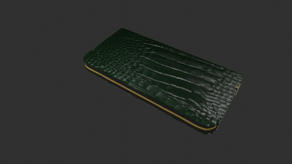 【3D小道具】ワニ革財布