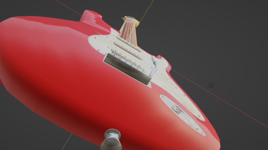 【3D小道具】エレキギター(ローポリ)赤
