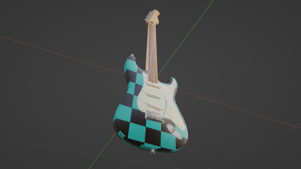 【3D小道具】エレキギター(ローポリ)市松