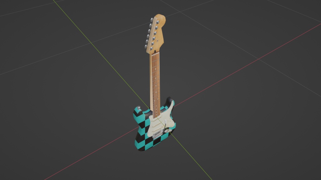 【3D小道具】エレキギター(ローポリ)市松