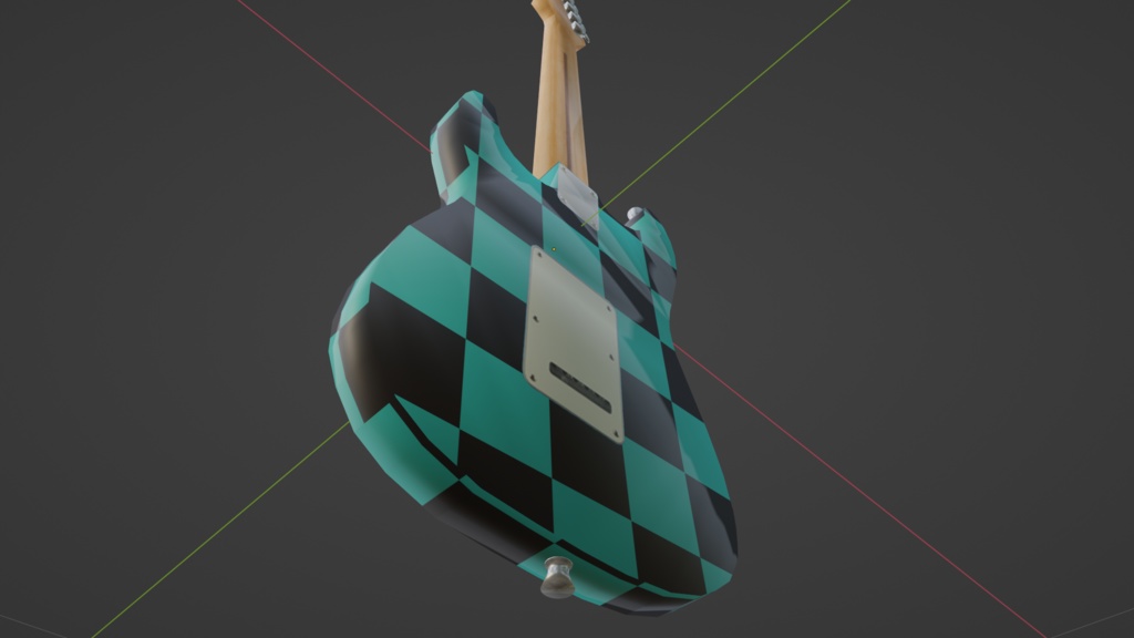 【3D小道具】エレキギター(ローポリ)市松