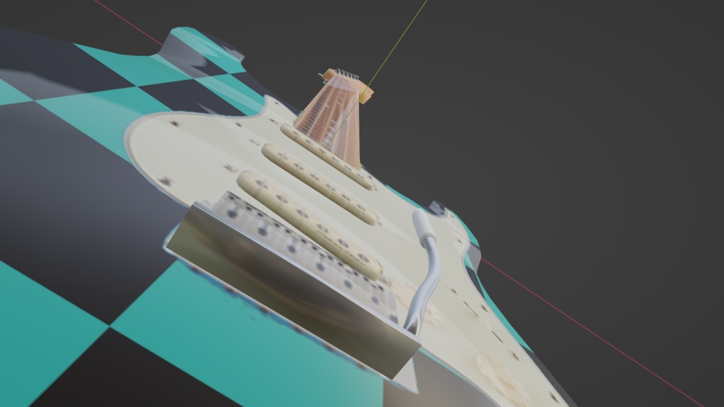 【3D小道具】エレキギター(ローポリ)市松