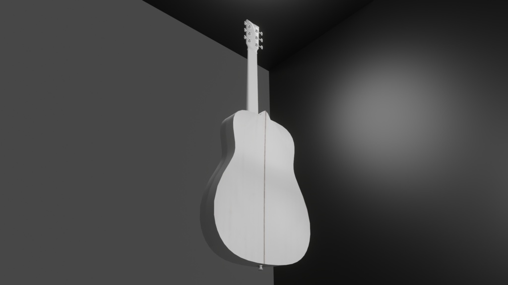 【3D小道具】アコギ(ローポリ)白(Unityパッケージ、FBX、Blender、)
