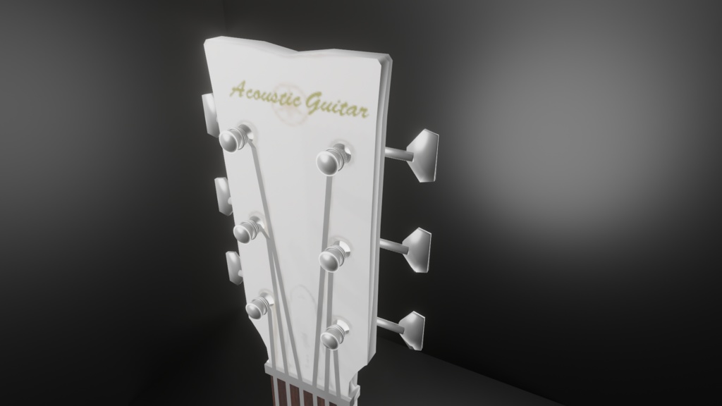 【3D小道具】アコギ(ローポリ)白(Unityパッケージ、FBX、Blender、)