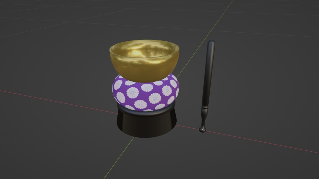 【3Ｄ小道具】おりんとりん棒セット(仏具)