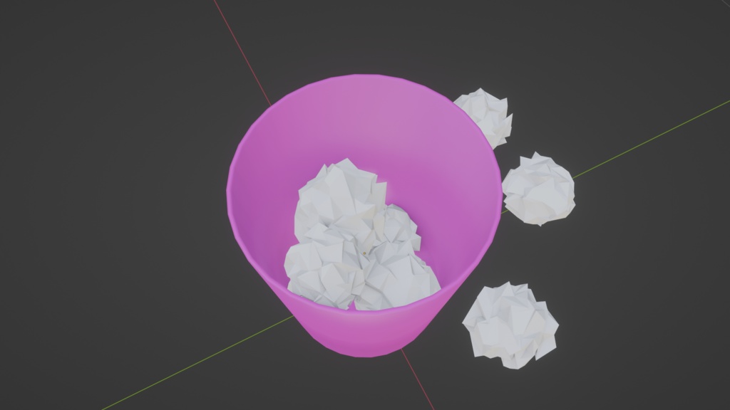 【3D小道具】ゴミ箱と紙くずセット