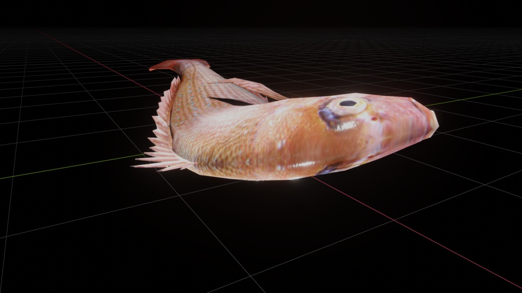 【3Dモデル】活魚(鯛)ビチビチシェイプキー付 ローポリ